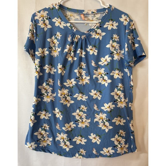 Liz & Lilli Tops - Liz & Lilli Women's‎ Multicolor Floral Short Sleeve Top Size M Stretch